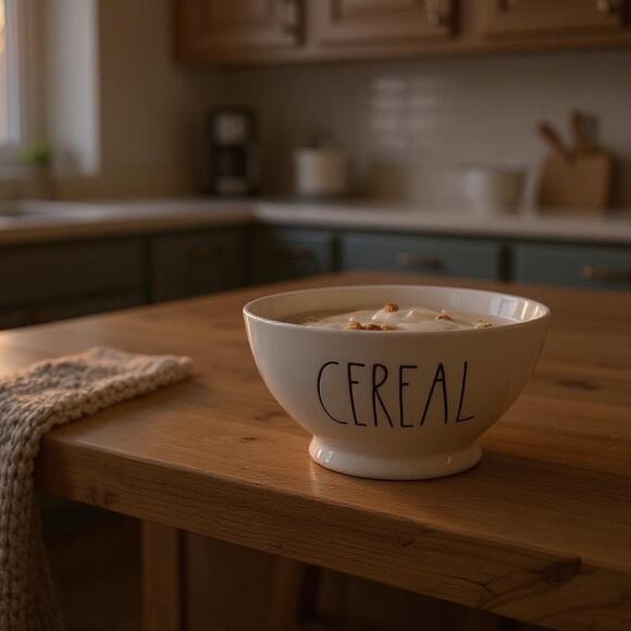 Rae Dunn By Magenta CEREAL White Ceramic Bowl Rustic Farmhouse Kitchen Dining - Picture 6 of 6